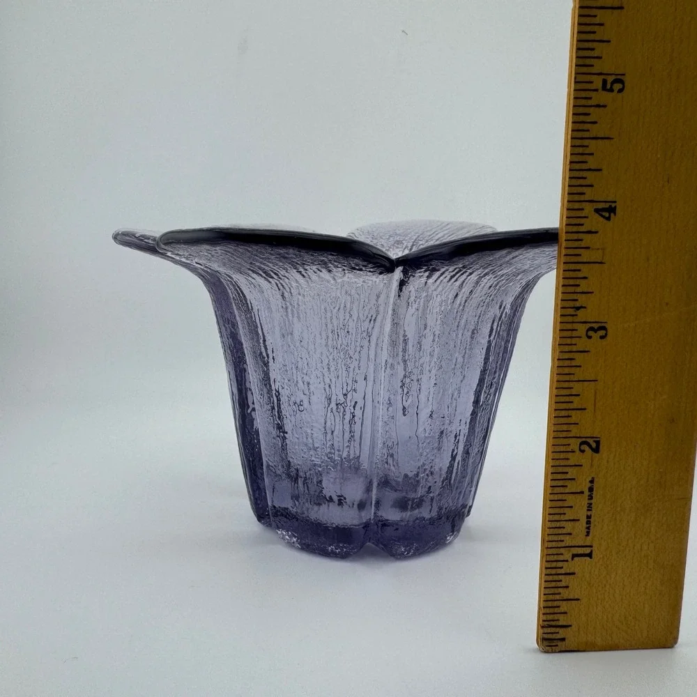 Viking Glass Epic Petal Bowl Amethyst Purple Excellent Mid Century Modern Label